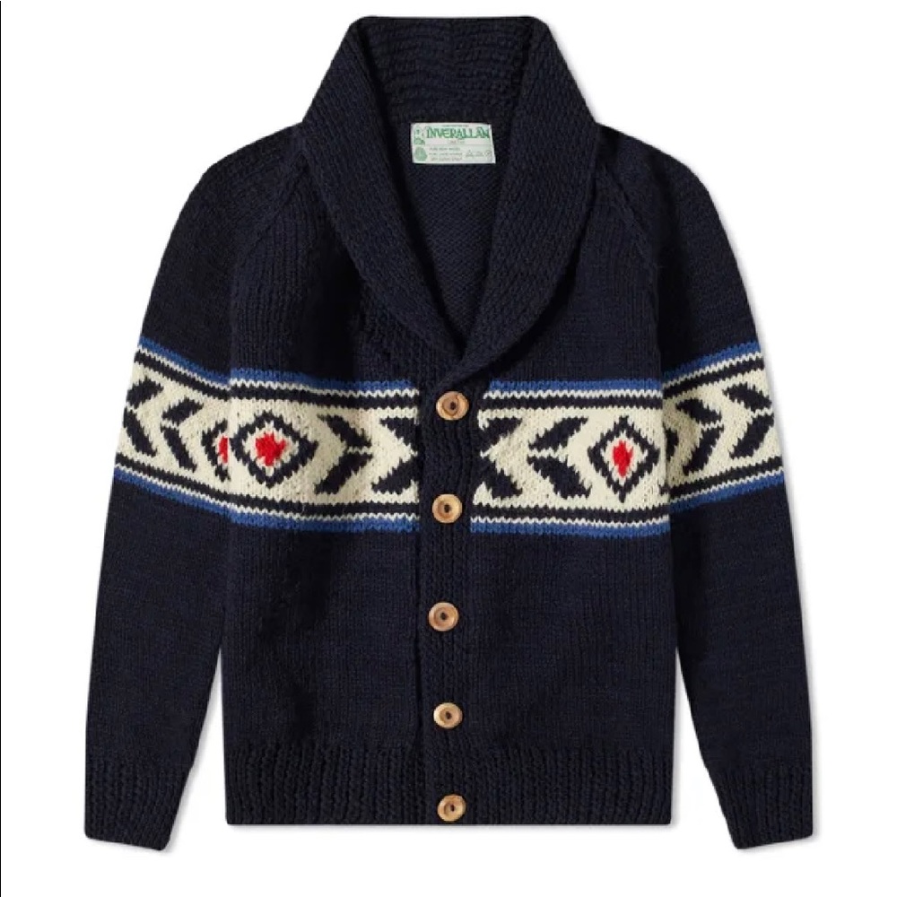 NWT INVERALLAN 203 KILIN SHAWL COLLAR CARDIGAN / SWEATER FROM END.